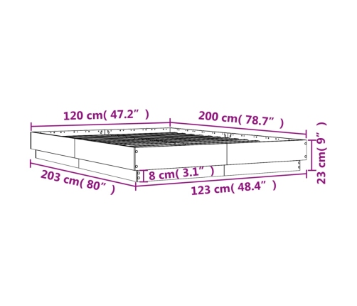 Estructura de cama madera de ingeniería gris hormigón 120x200cm