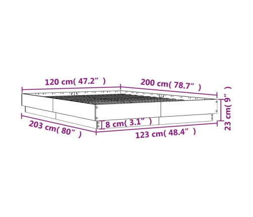 Estructura de cama madera de ingeniería gris hormigón 120x200cm