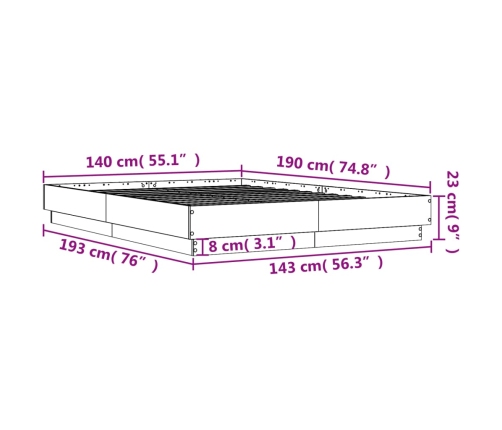 Estructura de cama sin colchón blanco 140x190 cm