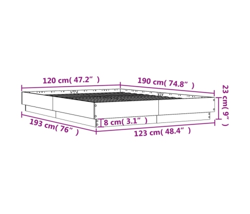 Estructura de cama madera de ingeniería negra 120x190 cm