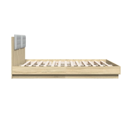 vidaXL Cama con cabecero madera de ingeniería roble Sonoma 200x200 cm