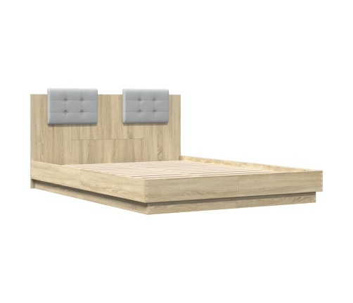 Cama con cabecero madera de ingeniería roble Sonoma 140x200 cm