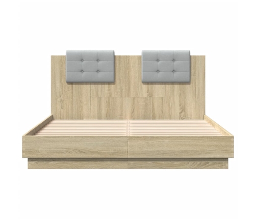 Cama con cabecero madera de ingeniería roble Sonoma 140x200 cm