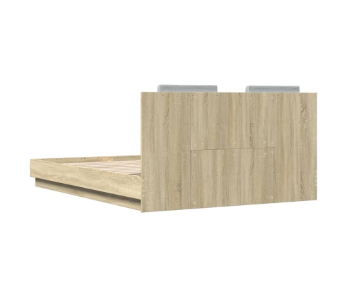 Cama con cabecero madera de ingeniería roble Sonoma 140x200 cm