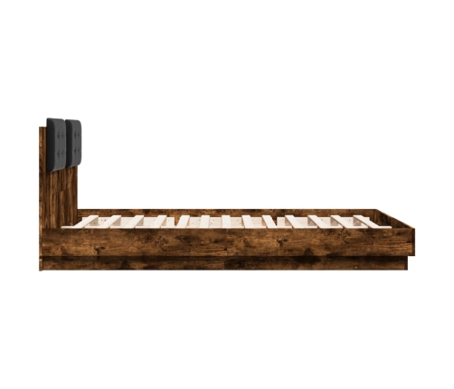 vidaXL Cama con cabecero madera de ingeniería roble ahumado 140x200 cm