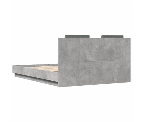 Cama con cabecero madera de ingeniería gris hormigón 120x200 cm