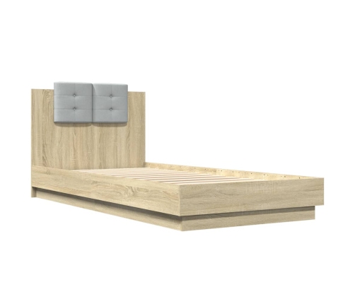 Cama con cabecero madera de ingeniería roble Sonoma 100x200 cm