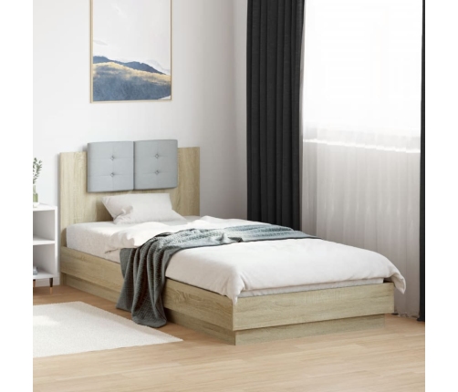 Cama con cabecero madera de ingeniería roble Sonoma 100x200 cm
