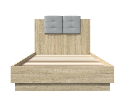 Cama con cabecero madera de ingeniería roble Sonoma 100x200 cm