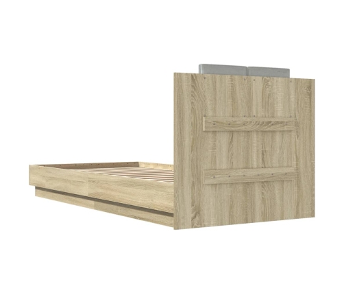 Cama con cabecero madera de ingeniería roble Sonoma 100x200 cm