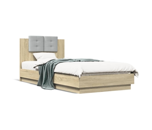 Cama con cabecero madera de ingeniería roble Sonoma 100x200 cm