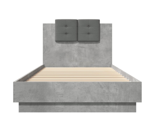 Cama con cabecero madera de ingeniería gris hormigón 100x200 cm