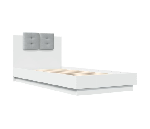 Estructura cama con cabecero madera ingeniería blanco 90x200 cm