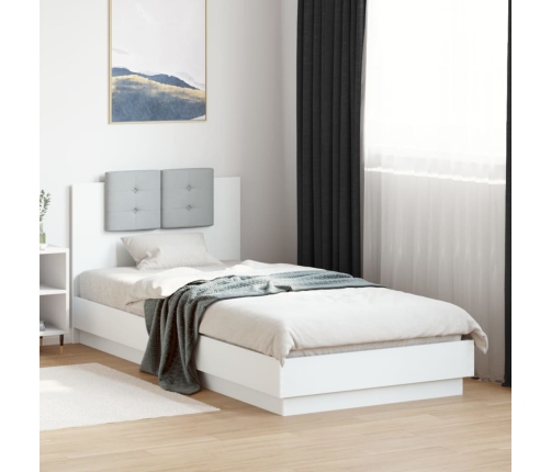Estructura cama con cabecero madera ingeniería blanco 90x200 cm