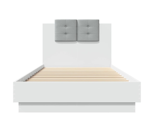 Estructura cama con cabecero madera ingeniería blanco 90x200 cm