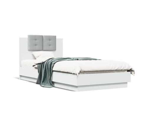 Estructura cama con cabecero madera ingeniería blanco 90x200 cm