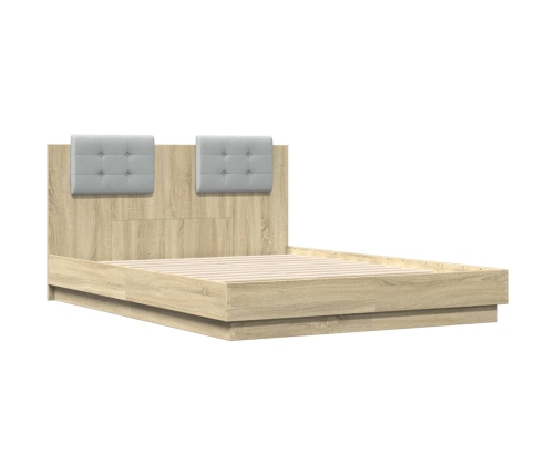 Cama con cabecero madera de ingeniería roble Sonoma 140x190 cm