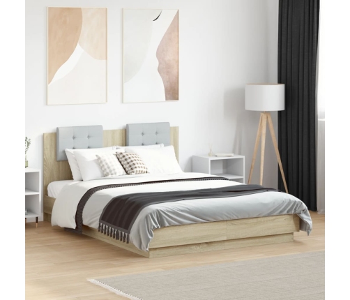 Cama con cabecero madera de ingeniería roble Sonoma 140x190 cm