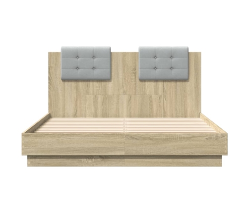 Cama con cabecero madera de ingeniería roble Sonoma 140x190 cm