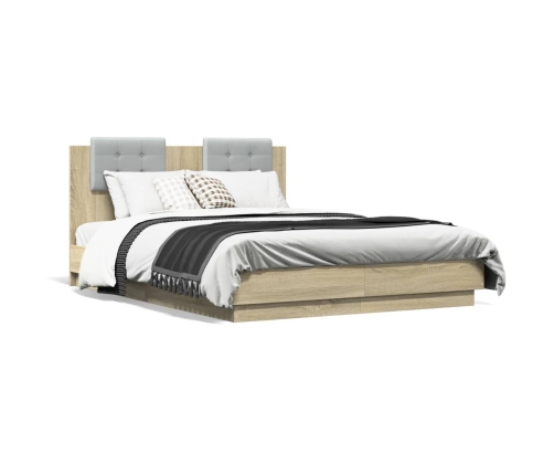 Cama con cabecero madera de ingeniería roble Sonoma 140x190 cm