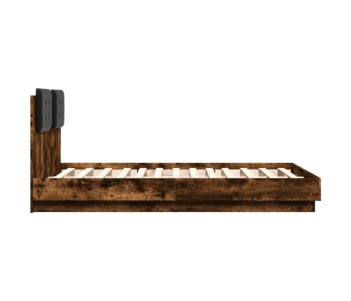 Cama con cabecero madera de ingeniería roble ahumado 140x190 cm