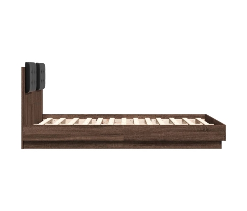 Cama con cabecero madera de ingeniería marrón roble 140x190 cm