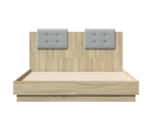 Cama con cabecero madera de ingeniería roble Sonoma 135x190 cm
