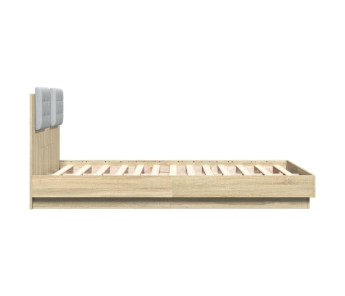 vidaXL Cama con cabecero madera de ingeniería roble Sonoma 120x190 cm