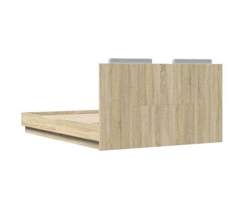 vidaXL Cama con cabecero madera de ingeniería roble Sonoma 120x190 cm