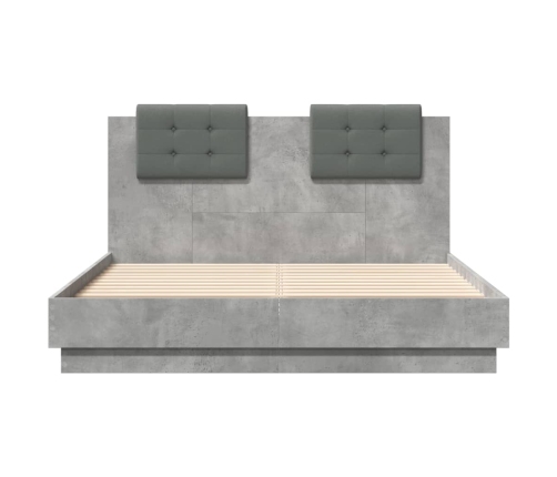 Cama con cabecero madera de ingeniería gris hormigón 120x190 cm