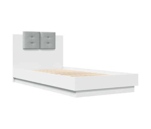 vidaXL Cama con cabecero madera de ingeniería blanca 90x190 cm