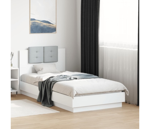 Cama con cabecero madera de ingeniería blanca 90x190 cm