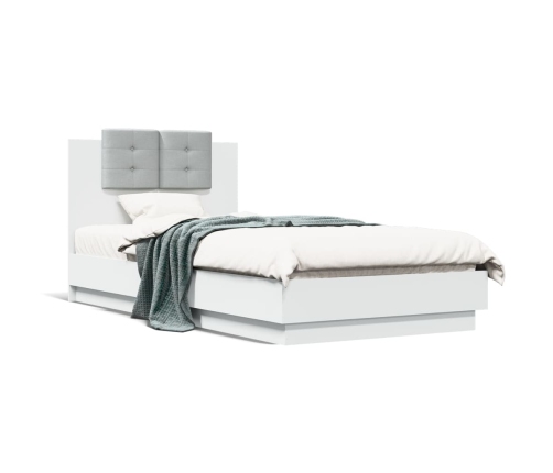 vidaXL Cama con cabecero madera de ingeniería blanca 90x190 cm