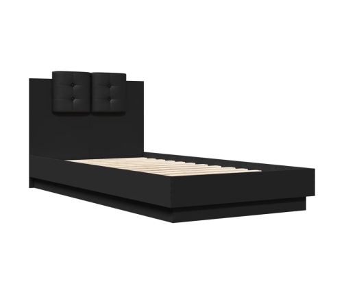 Cama con cabecero madera de ingeniería negra 90x190 cm