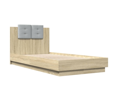 Cama con cabecero madera de ingeniería roble Sonoma 75x190 cm