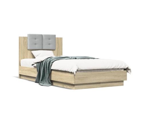 Cama con cabecero madera de ingeniería roble Sonoma 75x190 cm