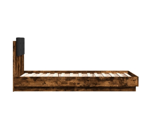 Cama con cabecero madera de ingeniería roble ahumado 75x190 cm