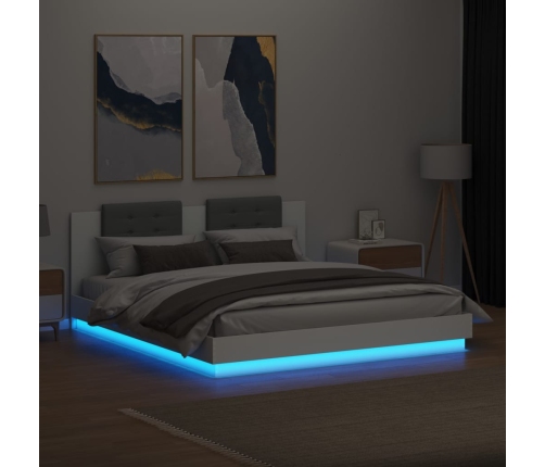 Estructura de cama con cabecero y luces LED blanco 200x200 cm