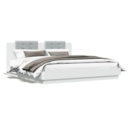 Estructura de cama con LED sin colchón blanco 180x200 cm