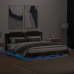 Estructura de cama cabecero luces LED roble ahumado 160x200 cm