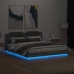 Estructura de cama cabecero luces LED gris Sonoma 160x200 cm