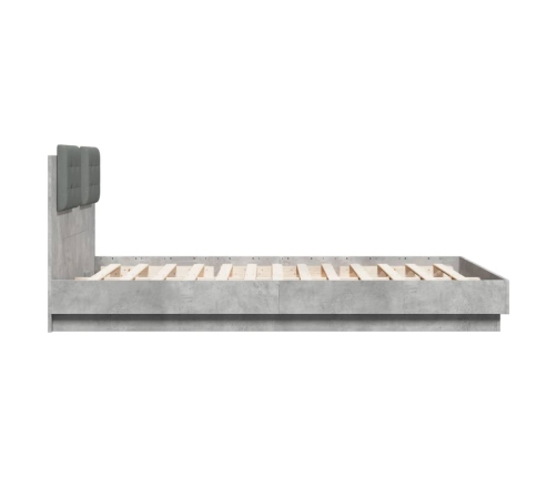 vidaXL Estructura de cama cabecero luces LED gris hormigón 150x200 cm