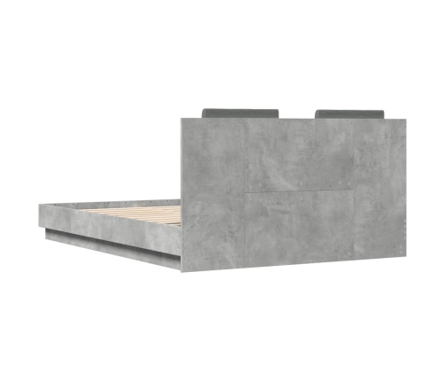 vidaXL Estructura de cama cabecero luces LED gris hormigón 150x200 cm