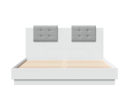 vidaXL Estructura de cama con cabecero y luces LED blanco 140x200 cm