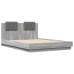 Estructura de cama cabecero luces LED gris Sonoma 120x200 cm