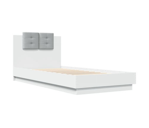 Estructura de cama con cabecero y luces LED blanco 100x200 cm