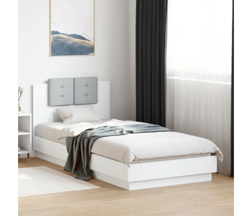 Estructura de cama con cabecero y luces LED blanco 100x200 cm