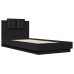 vidaXL Estructura de cama con cabecero y luces LED negro 100x200 cm