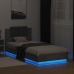 vidaXL Estructura de cama cabecero luces LED gris hormigón 100x200 cm