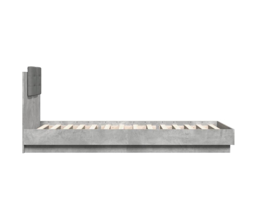 vidaXL Estructura de cama cabecero luces LED gris hormigón 100x200 cm